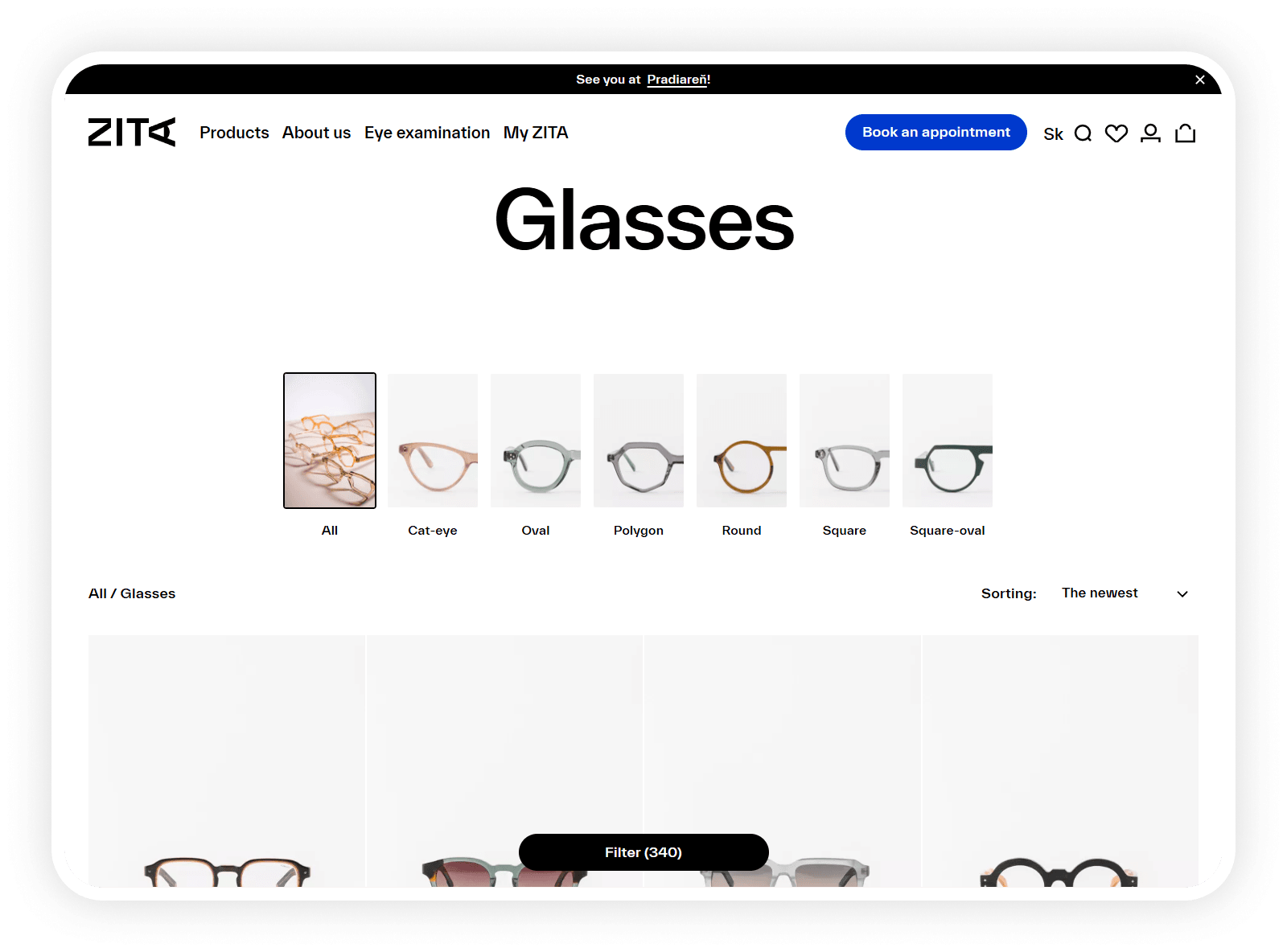 ZITA product detail page on desktop