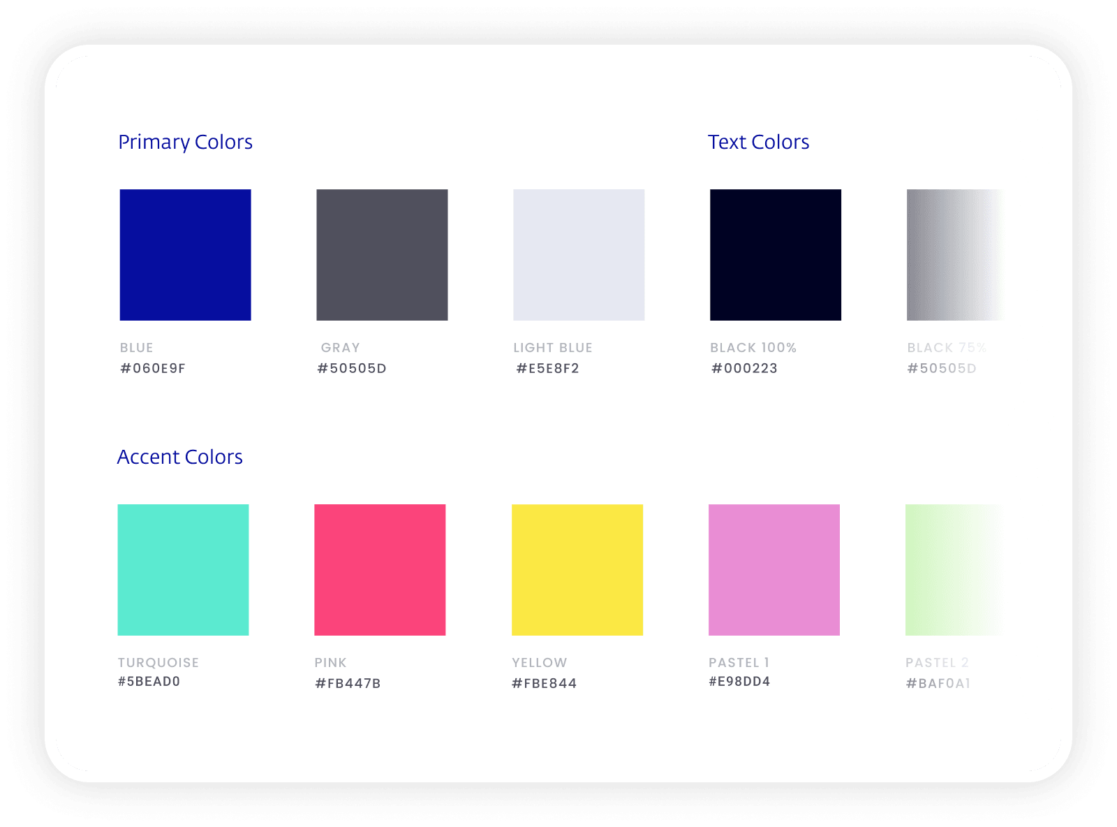 ÚĽUV colour palette with primary, text and accent colours