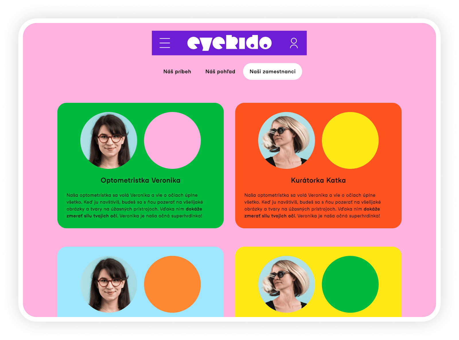 Eyekido service overview pages