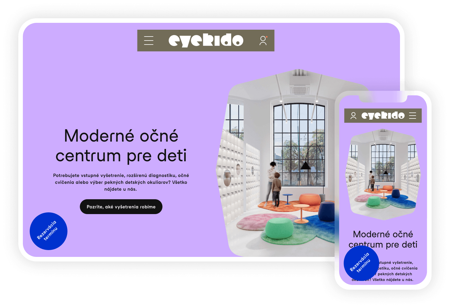 Eyekido homepage hero with playful child-friendly design